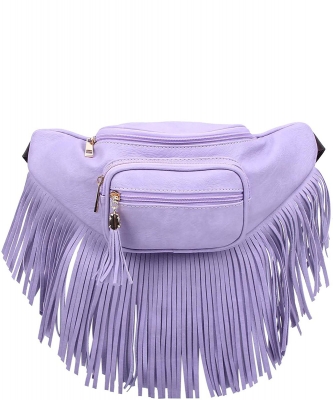 Designer Chic Fringe Waist Bag KL088 LAVENDER